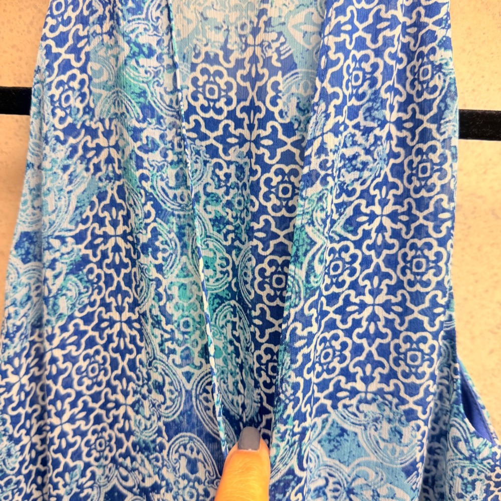 Banana Republic 6P Blue White Light Resort Core Halter Neck Sleeveless Dress - Picture 8 of 16